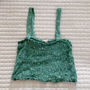 American Eagle Cropped Smocked Tank Top